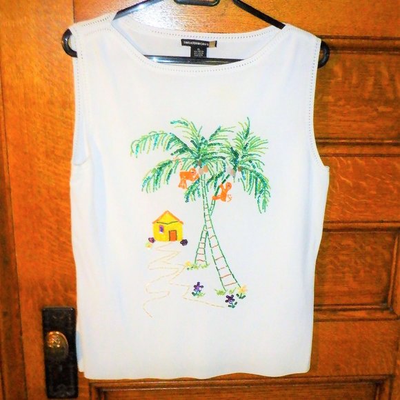 *** SWEATER WORKS *** Sleeveless TOP ~ Fully Beaded ~ Brand New ~ NEVER WORN - Picture 1 of 3